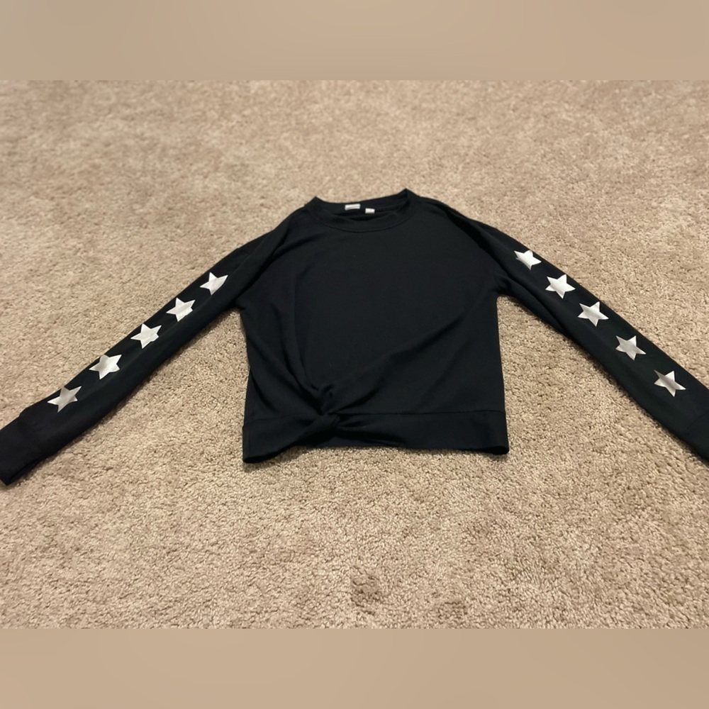 GAP kids Black Long Sleeve Top with Silver Stars Girls Size Medium (8)